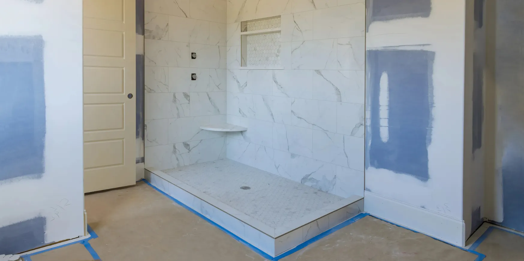 Bathroom remodeling in Los Angeles with modern shower installation, custom tile, and luxury finishes