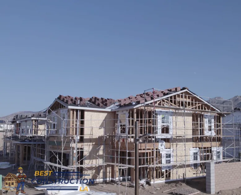 Luxury custom home construction project in Los Angeles with modern design and high-end finishes